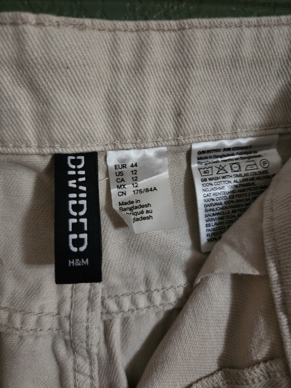 Divided by H&M Women's Cargo Pants Size 12 Beige Utility Wide Leg Cotton - Picture 3 of 3